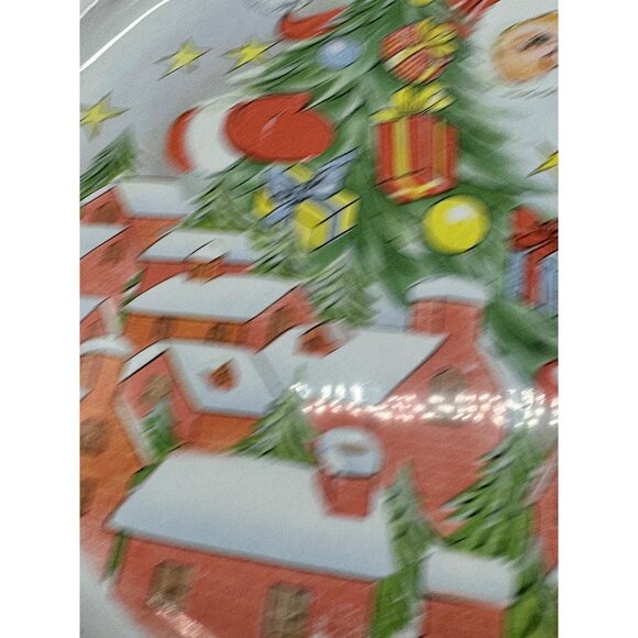 12"Vintage Christmas Santa & Village Ceramic Plate Decorative Holly Design READ - Picture 12 of 13